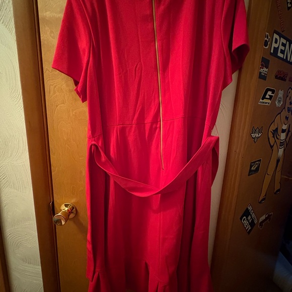 Calvin Klein Red Wrap Ruffle Dress Size 22W - Picture 3 of 4